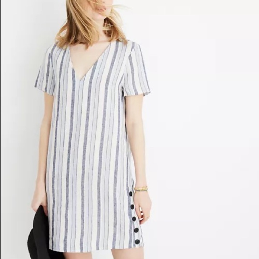 Madewell Linen Side-Button Easy Dress